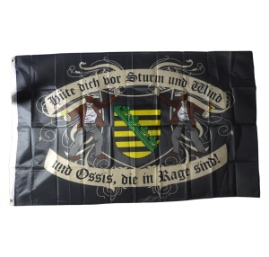 Fahne Ossis in Rage mit Sachsen Wappen